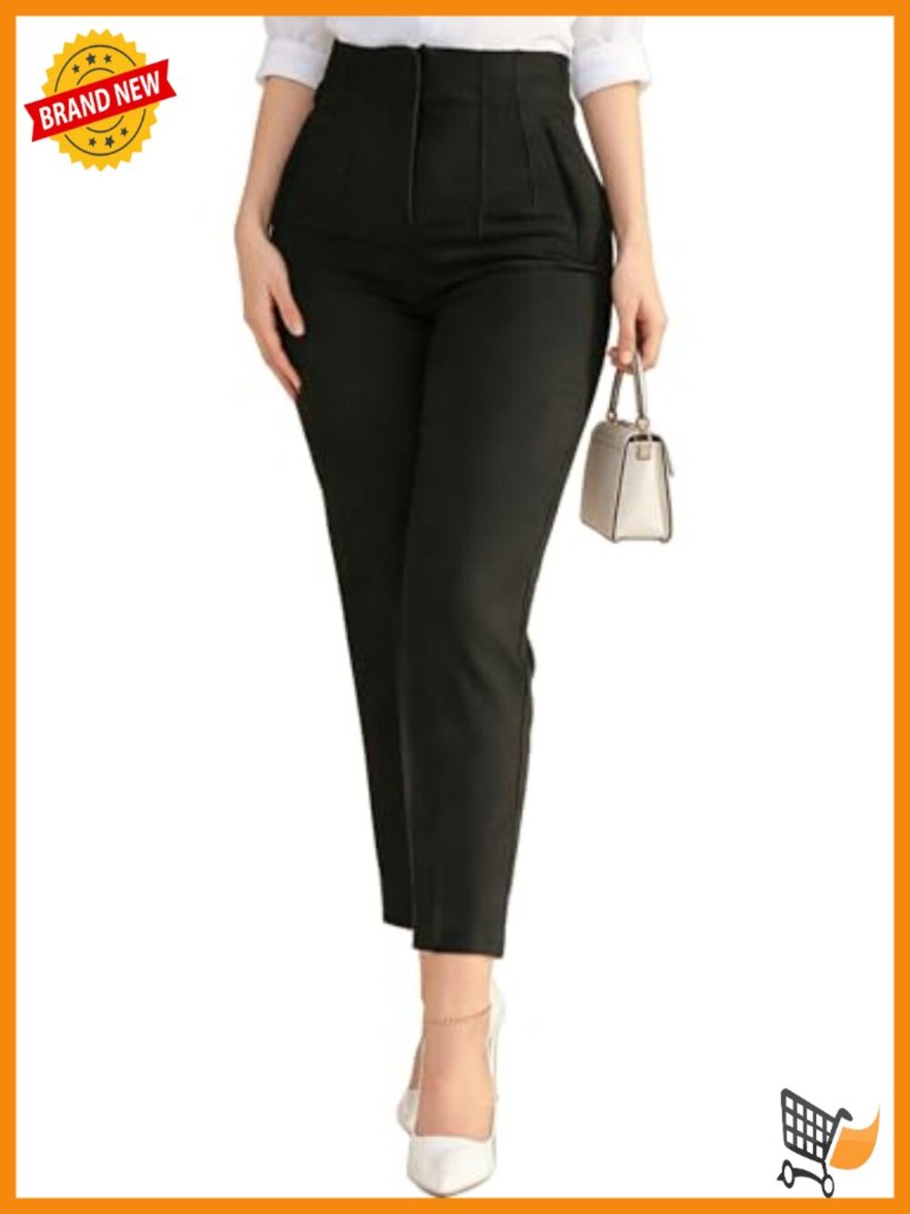 High Waisted Straight Leg Dress Pants Stretchy Business Casual Trousers with
